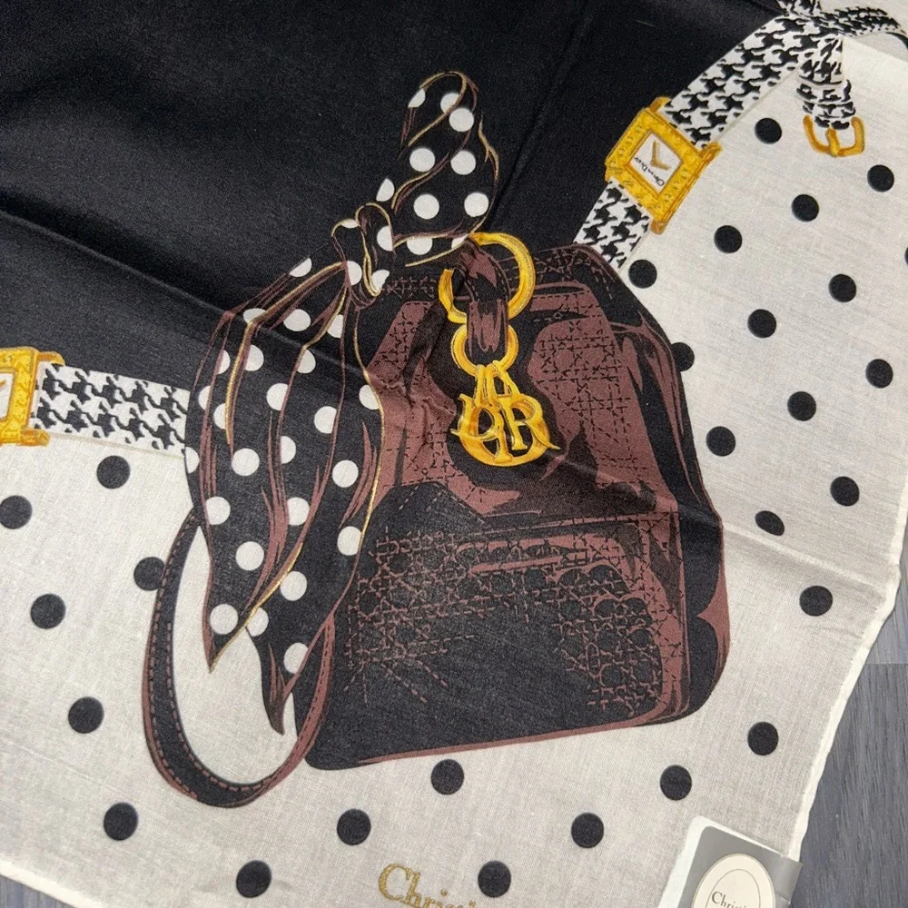 Christian Dior Vintage 90s Cannage Bag Polka Dot Handkerchief Scarf